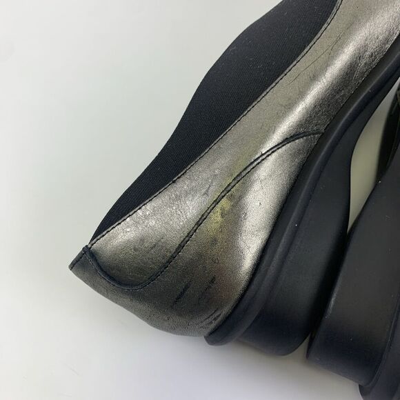 Groundhog Leather Slip On Shoe Pewter BINGO Round Tow Low Wedge Womens 40 US 9.5 - Picture 12 of 15